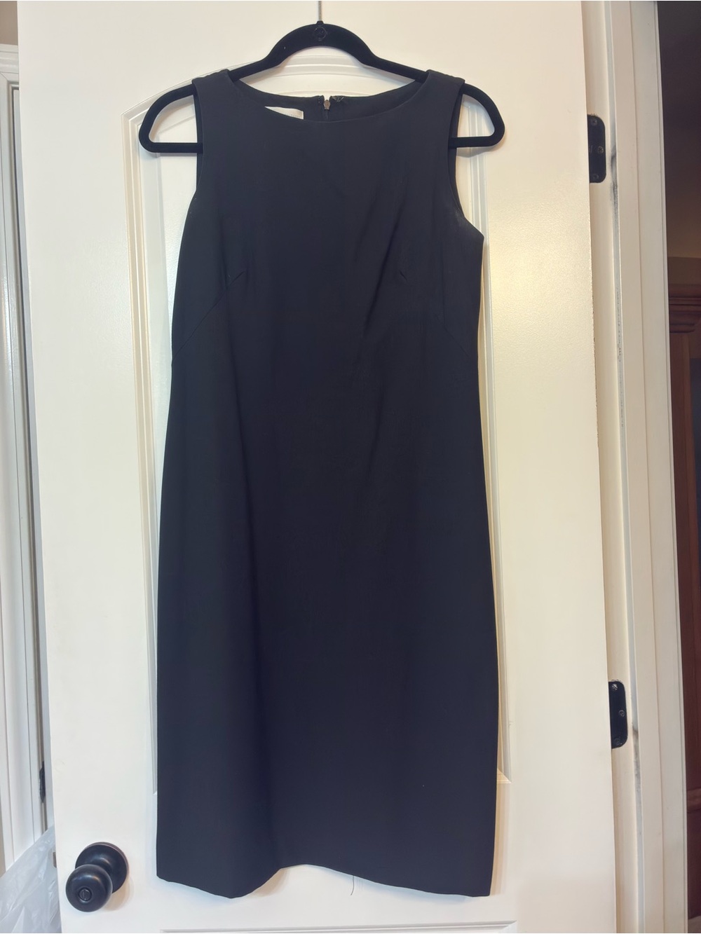 London Times Black Sleeveless Midi Sheath Dress